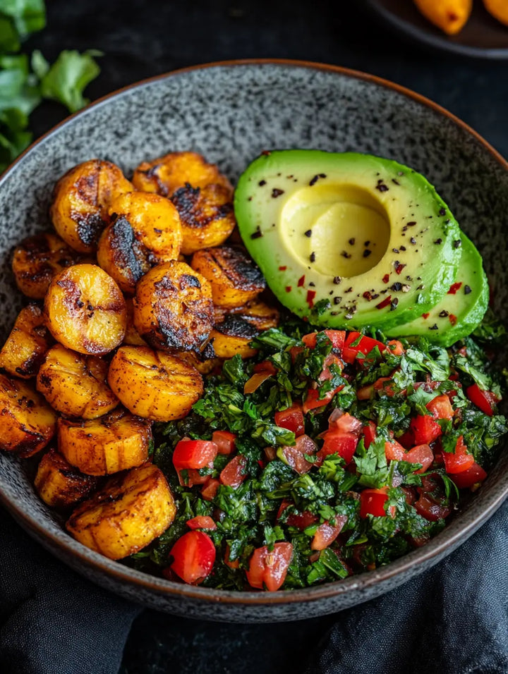 Jamaican Callaloo Sauté with Plantains & Avocado - Manjeri Skincare