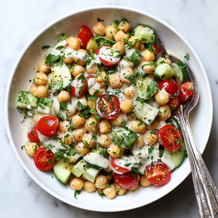 Chickpea Salad with Tahini Dressing