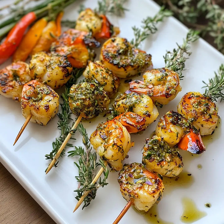 Garlic Herb Shrimp Skewers - Manjeri Skincare