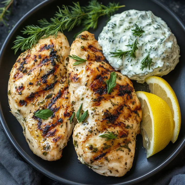 Lemon Herb Grilled Chicken with Tzatziki - Manjeri Skincare