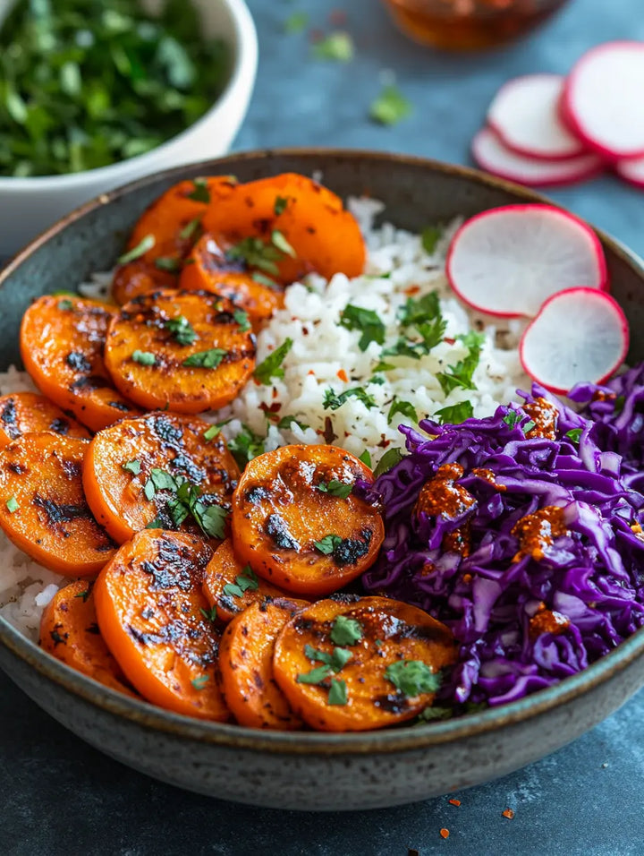 Haitian Veggie Bowl with Pikliz-Glazed Roasted Carrots - Manjeri Skincare