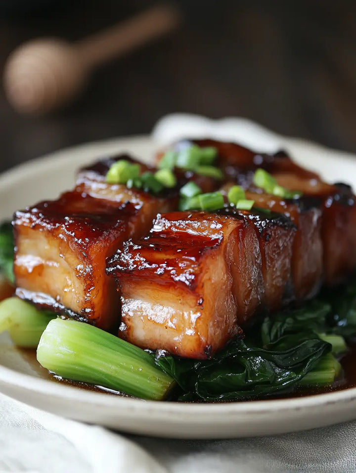 Ginger-Honey Glazed Pork Belly with Steamed Bok Choy - Manjeri Skincare