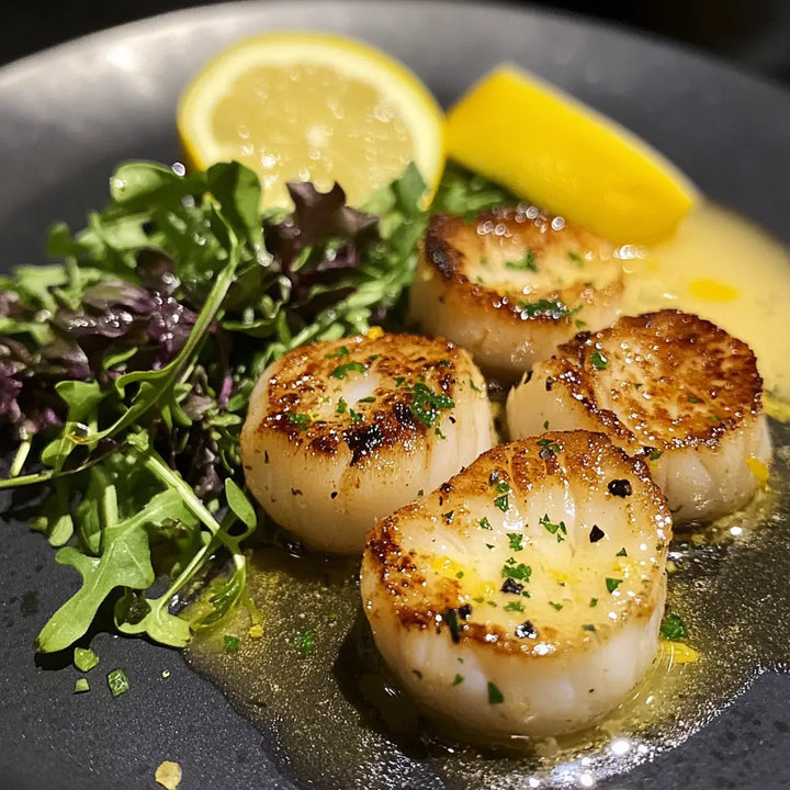 Seared Scallops with Lemon Butter - Manjeri Skincare