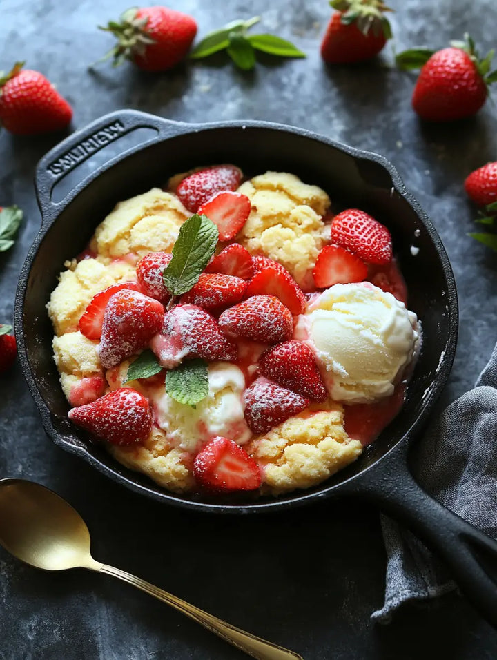 Strawberry Shortcake Skillet with Coconut Ice Cream - Manjeri Skincare